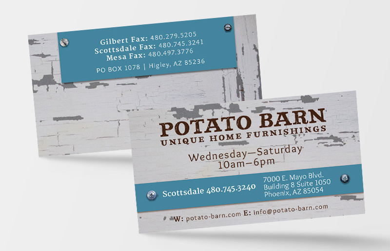 business card design phoenix potato barn