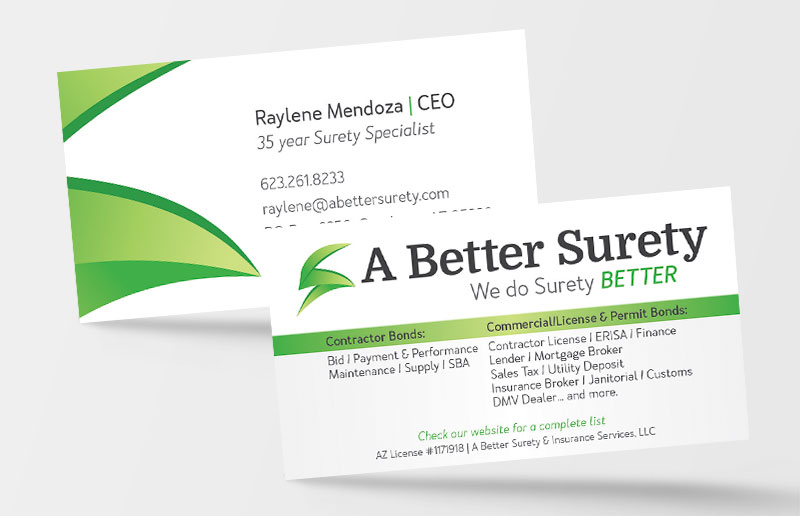 Surety specialist business card design sample