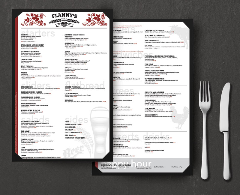 Minimalistic restaurant food menu design sample