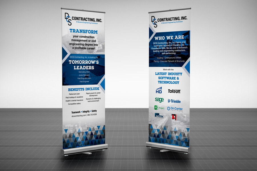 Construction technology consultant’s tradeshow booth banner design sample