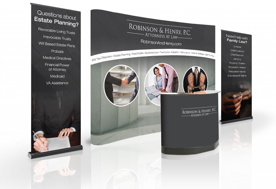 Estate planning consultants trade show booth banner design sample