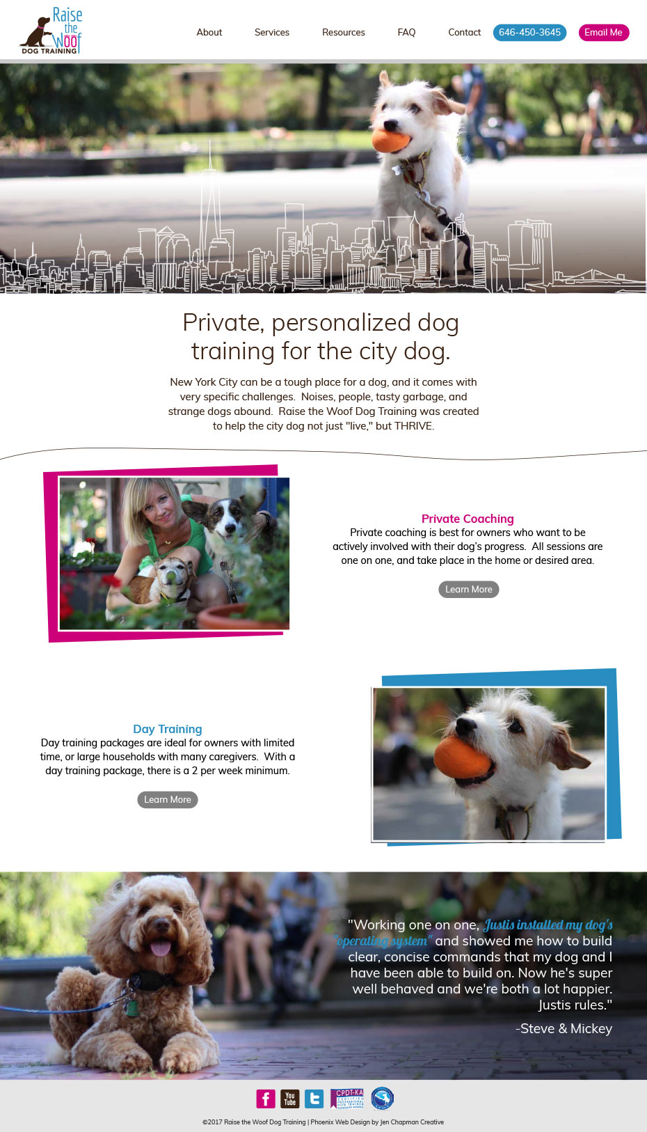 Private and personalized dog training website design