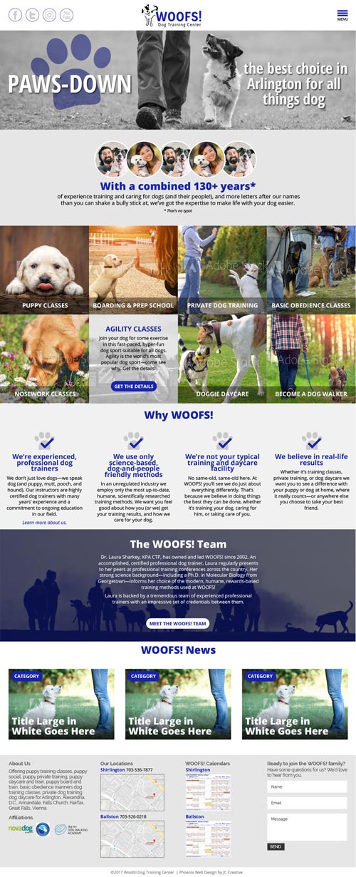 Dog training center website