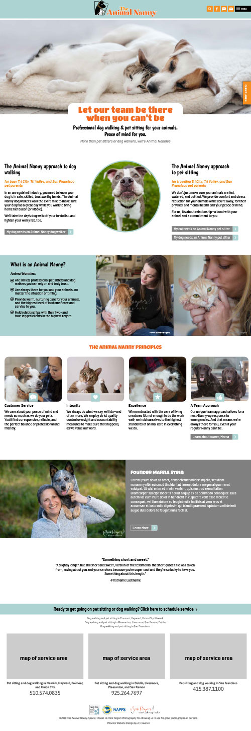 Pet sitting services website design