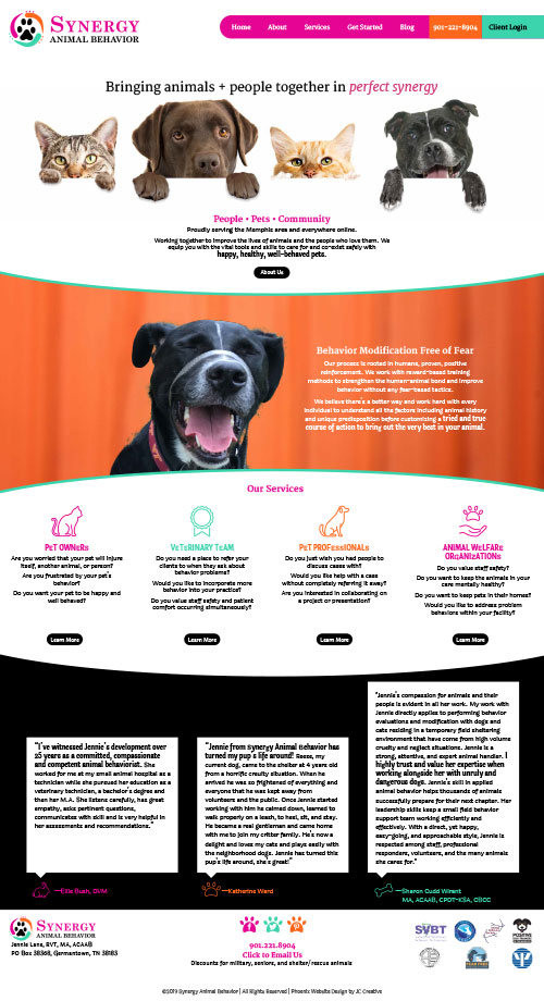 Synergy Animal Behavior Web Design