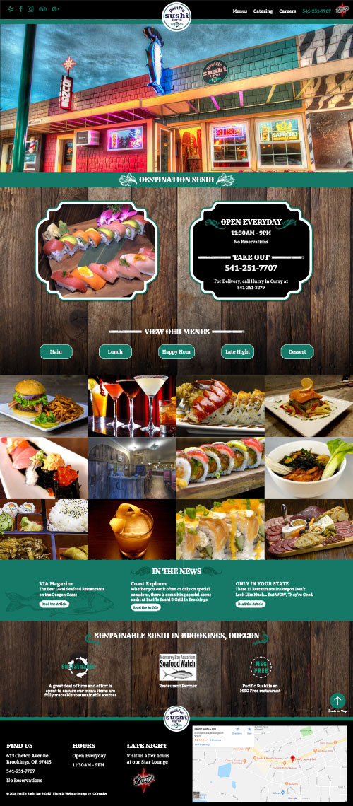 Sushi restaurant WordPress Website design