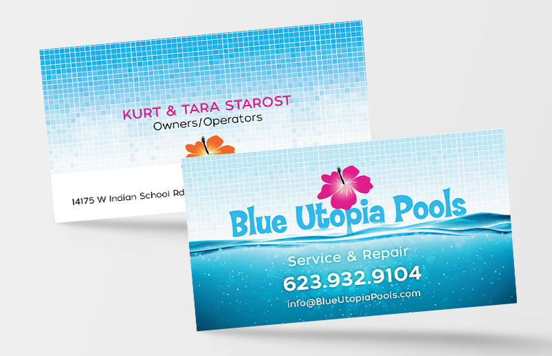 Phoenix Business Card Design Blue Utopia Pools