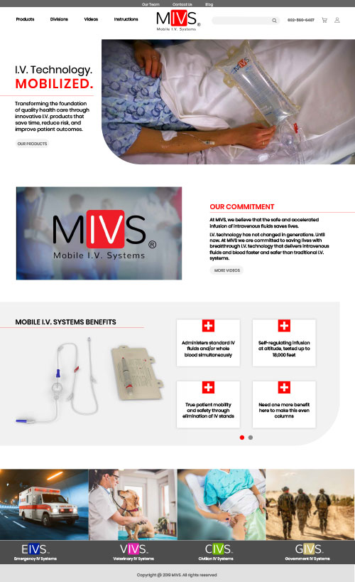 Mobile IV products store ecommerce website design