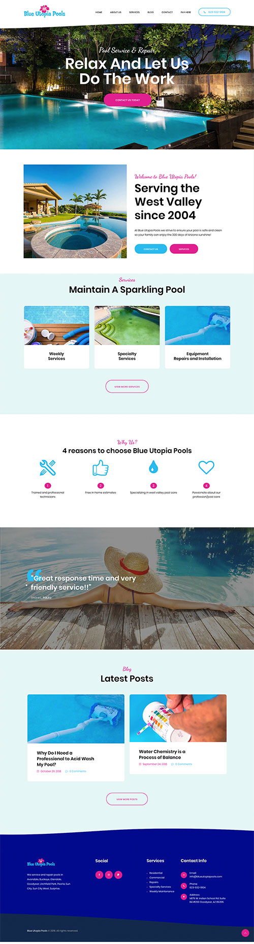 phoenix website design blue utopia pools