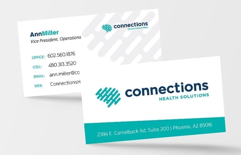 Health solutions provider business card design sample