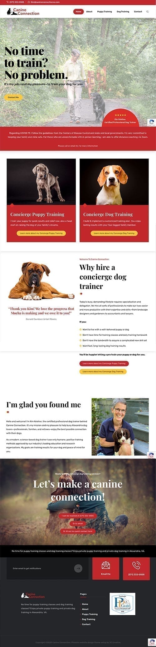 Concierge dog trainer website design