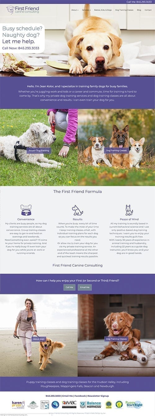 Family dog trainer website design