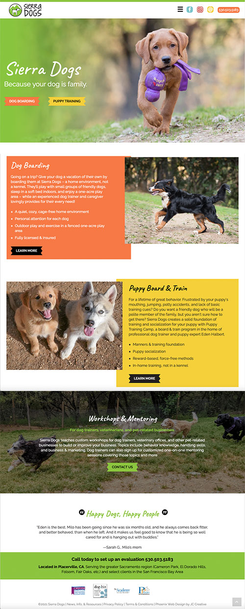 Dog trainer website design