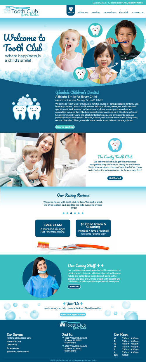 Children’s dentist WordPress website design