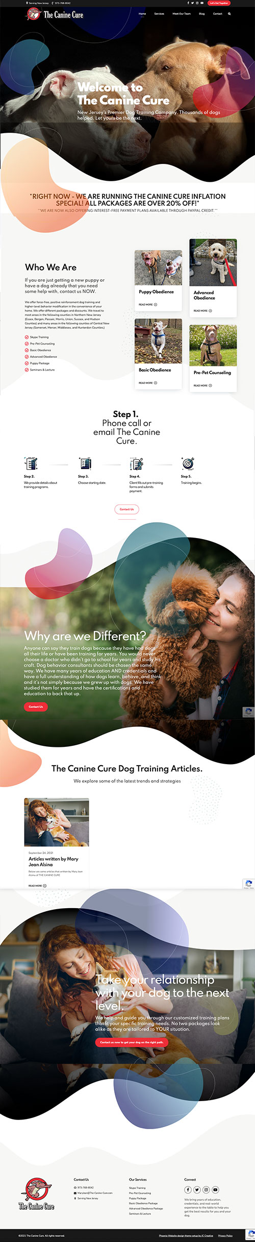 Dog training website design sample