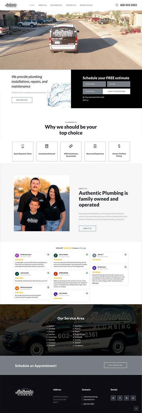 Plumbing services website design