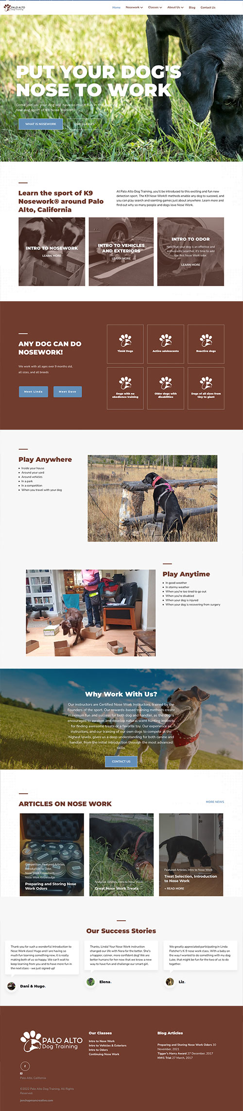 Dog trainer website design sample